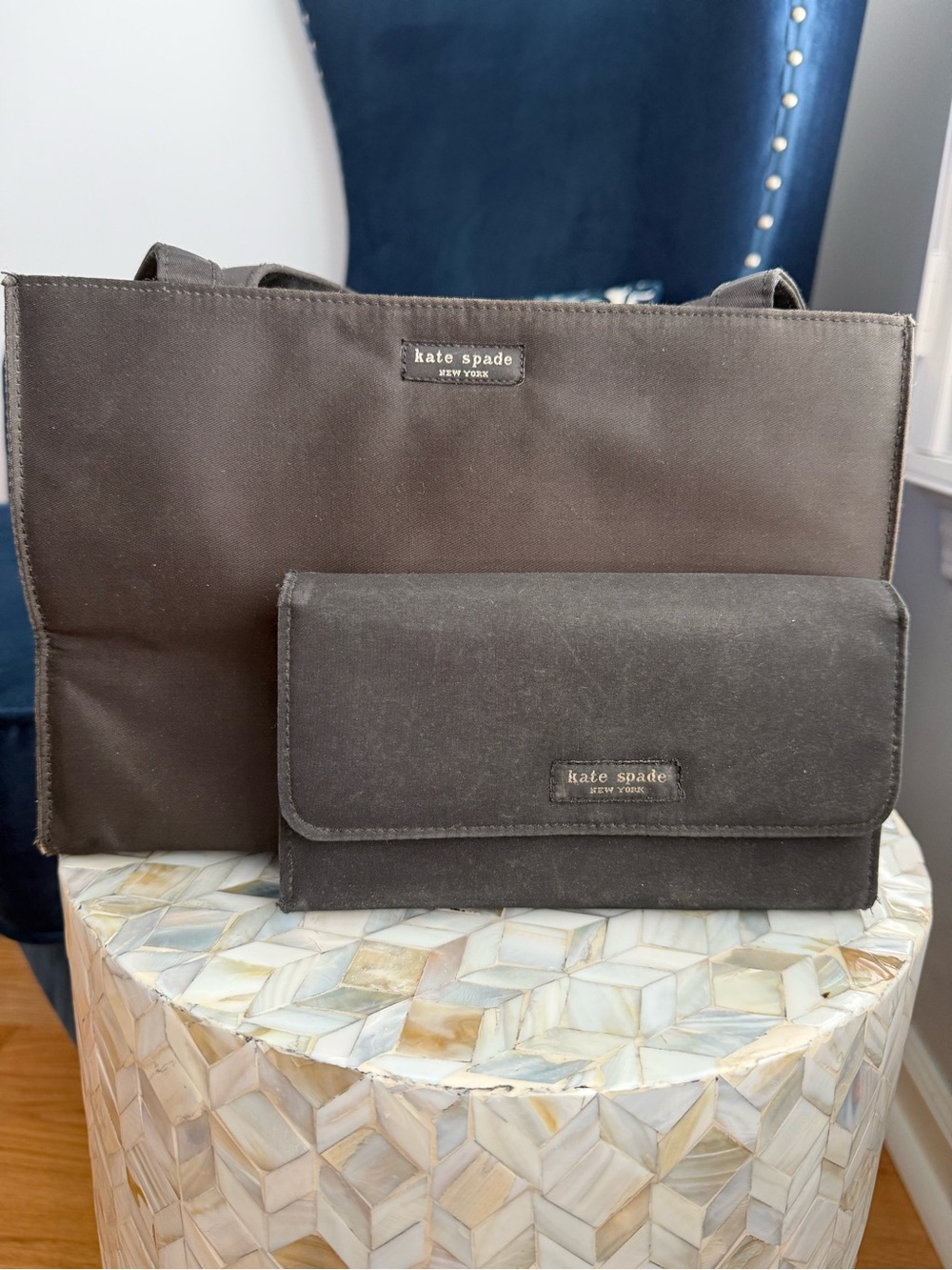 kate spade black tote and wallet set